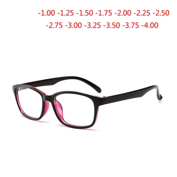 -1,0 -1,25 -1,5 -1,75 До -4,0 Квадратни Очила за Късогледство Със Степен За Жените и Мъжете Недалновидни Очила Външна Черна Вътрешна Дограма Лилаво