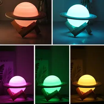 1 W 16 цвята LED Лампа SATURNs Украшение 300 mah Батерия USB Зареждане Нощни Лампи Настолна Лампа Коледни Подаръци 5