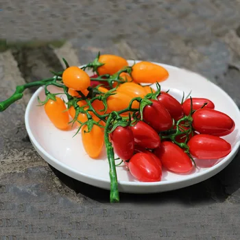 1 китка 18 см дължина на фалшиви изкуствени домати чери и изкуствени домати чери куп фалшиви имитированные чери домати плодови модел 0