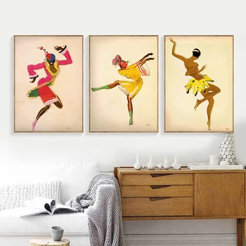 1927 Джоузефин Бейкър Танцьорка Платно Картина Пол Колин Арт Декор Джаз век е афро-американец Френски Париж Жена Плакати и Щампи
