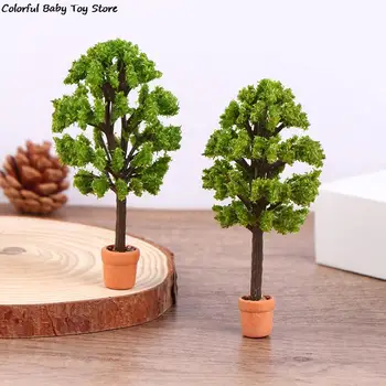 1бр 1:12 Куклена Къща Миниатюрни Дърво Растение В Саксия Зелени Растения Модел Градина Декор на Двора Играчка