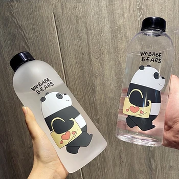 1БР 1000 мл абсолютно Нова и качествена бутилка за вода Панда Чаша Прозрачна Бутилка За вода Чаша За напитки Запечатани
