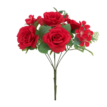 1бр 7 Гола Изкуствени Цветя, Коприна Роза Дълга Клонка направи си САМ Букет от Фалшиви Рози за Градината на Дома Сватбен Декор на Сватбени Партита