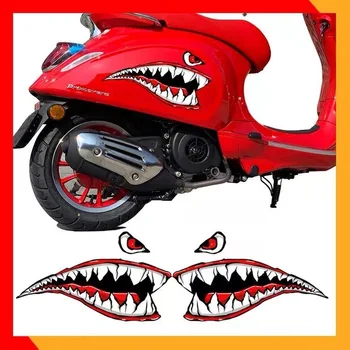 2 елемента Акула Светлоотразителни Стикери Мотоциклет Декоративни Противоударные Етикети за Дограма Скутер Кола под Наем Модифицирани Аксесоари