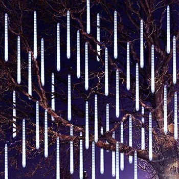 2 набор от LED Метеоритен Дъжд Струнни Светлини Открит Коледен Двор Страхотна Градина Сватбена Украса Навидад Приказни Светлини Завеса Коледа 1