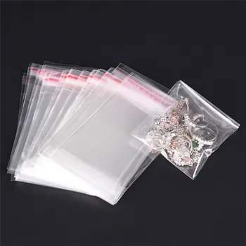 200 бр Doreen Box Самозалепващи се Найлонови Торбички с Печата Прозрачна Опаковка За Съхранение на бижута от мъниста 7x6 см. (Използваема площ: 6x5 см) 0