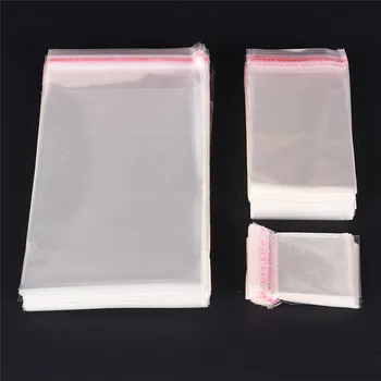 200 бр Doreen Box Самозалепващи се Найлонови Торбички с Печата Прозрачна Опаковка За Съхранение на бижута от мъниста 7x6 см. (Използваема площ: 6x5 см) 2