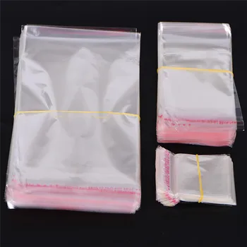 200 бр Doreen Box Самозалепващи се Найлонови Торбички с Печата Прозрачна Опаковка За Съхранение на бижута от мъниста 7x6 см. (Използваема площ: 6x5 см) 5