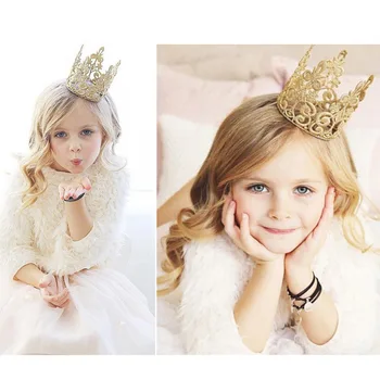 2020 Нови Детски Украшения за коса Златна Корона Панделка за Коса на Момичето пълнолуние Подпори за Фотосесия Родител-дете, Сватба, Рожден Ден Шнола за Коса 3