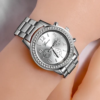 2020 Нови часовници дамски класически женевские луксозни дамски часовник дамски напълно стоманени кристални Relogio Feminino Reloj Mujer метални ръчен часовник 3