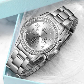 2020 Нови часовници дамски класически женевские луксозни дамски часовник дамски напълно стоманени кристални Relogio Feminino Reloj Mujer метални ръчен часовник 4