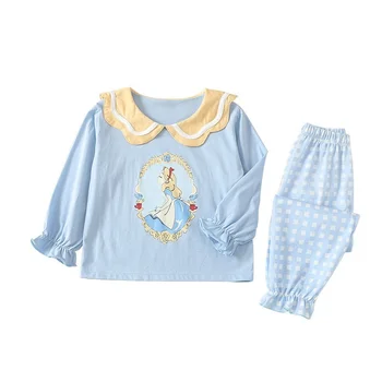 2022 Детска Пижама за Момиче Disney Peincess, Пижамный комплект с Золушкой, Пижама за Момиченца, Дрехи за сън с Kawai модел, 100% Памук, от 4 до 10 години 5