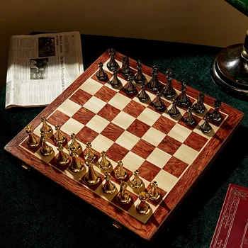 29 cm Дървен Шах Комплект Луксозни Метални Шахматни Фигурки Професионални Сгъваеми Семейни Класически Настолни Игри на Шах За Деца Queen Gambit 2