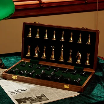 29 cm Дървен Шах Комплект Луксозни Метални Шахматни Фигурки Професионални Сгъваеми Семейни Класически Настолни Игри на Шах За Деца Queen Gambit 3