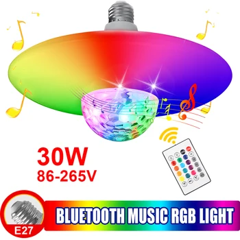 30 W, E27 LED Smart Цветна Лампата на Тавана Лампа Домашно Bluetooth Високоговорител Музикален лека нощ за KTV Disco Decortion 85-265 В