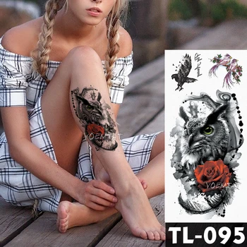 3D Акварел Вълча Лапа Луната водоустойчив временни татуировки Женско Тяло, Талия Художествен Фигура фалшива татуировка на Мъжка Ръка интимни продукти 4