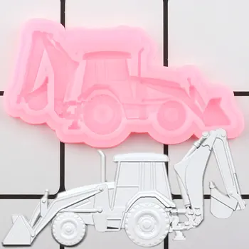 3D Багер Автомобил Силиконова Форма за Торта Границата Фондан Форми DIY Детски Украса на Торта За Рожден Ден Инструменти Шоколадови Бонбони Gumpaste Форма