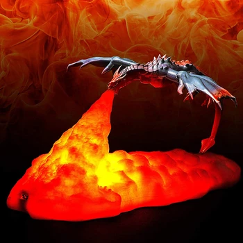 3D Печатни Led Дракон Лампа Вулкан Дракон лека нощ Акумулаторни Лунните Лампа нощна светлина Тийнейджърска Стая Декор Коледен Коледен Подарък