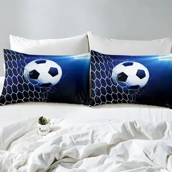 3D Футболен Комплект Чаршаф Футбол и Футболна Топка Декор Спално Бельо за Деца, Момчета, Момичета Младежка Спортна Тема Колекция за Спалня е Пълна 5
