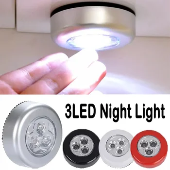 3LED Лампа Под Шкаф Ръчно превключване Prees AAA Безжични Нощни Лампи, работещи На Батерии за Кухненски Шкаф, Шкаф Лампа За Спални 0