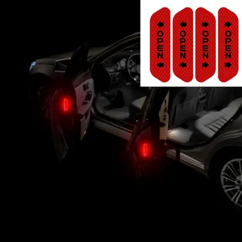4 бр. Автомобили Вратата Сигурност Предупредителен Знак за Колата Светлоотразителни Стикери Стикер за Фолксваген VW Golf 4 6 7 GTI Tiguan Passat B5 B6 Jetta Поло 1