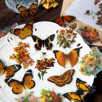 40 бр/пакет, красиви Букви, Цветя и пеперуди, Декоративни Водоустойчиви Стикери 
