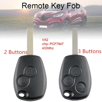 433 Mhz 2/3 от бутоните на дистанционното на ключа на автомобила с чип PCF7947 и острие VA2, подходящ за Renault/Clio /Scenic/Kangoo/Megane друго