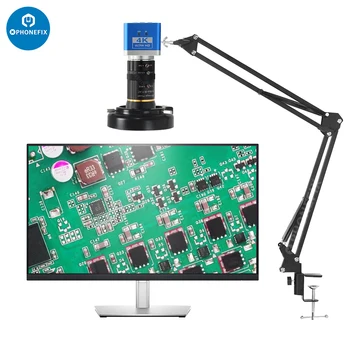 4K UHD Промишлен Дигитален Микроскоп Помещение 8-50 мм Обектив, Статив, HDMI, USB Електронен Видео Микроскоп За Ремонт на Микро Запояване