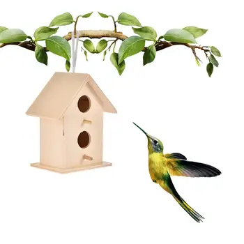 5 Видове мини-Дървена Птичи Къщички Гнездо Творческа Стенно Подвесное bird ' s Nest Декорация на Дома, Градинарство Украса Птичи Дом 1