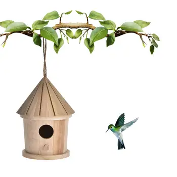 5 Видове мини-Дървена Птичи Къщички Гнездо Творческа Стенно Подвесное bird ' s Nest Декорация на Дома, Градинарство Украса Птичи Дом 4