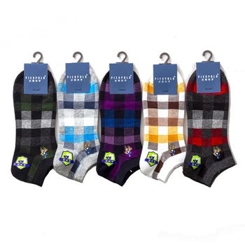 5 Чифта Шарени Модни Летни Чорапи, Ежедневни Мъжки Чорапи за Господа, Мъжки Чорапи в Британския стил, Чесаное Памучни Рокля, Мъжки Чорапи
