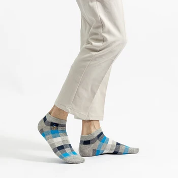 5 Чифта Шарени Модни Летни Чорапи, Ежедневни Мъжки Чорапи за Господа, Мъжки Чорапи в Британския стил, Чесаное Памучни Рокля, Мъжки Чорапи 2