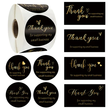 5x9 см Благодарствени Картички за Бизнес Черен Цвят Опаковка Украса Стикер Поздравителни Картички Онлайн Магазин за търговци на Дребно на Стоки 0