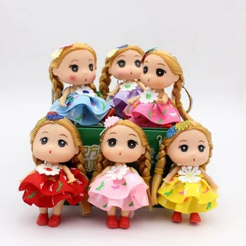 9 см, цветна пола Принцесата булка заплетени кукла дебел дете ключодържател чанта с висулка сватбена рокля креативен подарък кукла играчка