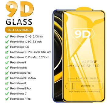 9D Пълно Защитно Стъкло За Xiaomi Redmi Note 10 9 11 Pro Max Закалена Защитно фолио За екран За Redmi Note 7 8 Pro 9S 10s 10 Кристал