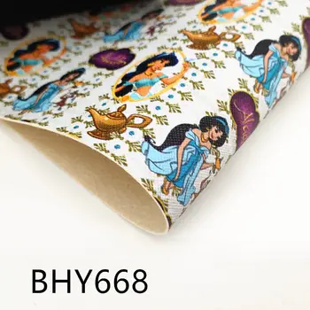 A4 20*33 см карикатура принцеса принт изкуствена изкуствена кожа лист винил плат за DIY аксесоари 449 3