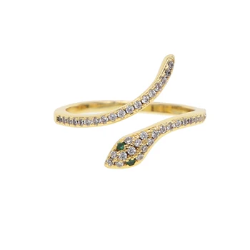 acero неокисляемые joyeria mujer штабелируемые пръстени змеиные пръстени за жени Златист Цвят прозрачен CZ Пънк Рок Пръстен Бижута с Животни 0