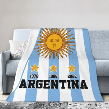 ARG 3 Звезди Флаг на Аржентина Аржентина шампиони Одеяло Многофункционален Калъф За Дивана Едно Чаршаф Хвърля Каре фланела руно 0