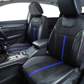 AUTO PLUS Спортен Универсален калъф за автомобилни седалки от въглеродни кожа с цип Подходяща за ванове, джипове, седани, камиони, Съвместими с въздушни възглавници 1