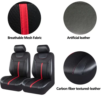AUTO PLUS Спортен Универсален калъф за автомобилни седалки от въглеродни кожа с цип Подходяща за ванове, джипове, седани, камиони, Съвместими с въздушни възглавници 3