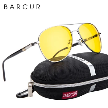 BARCUR Слънчеви Очила за Нощно Виждане Мъжки слънчеви Очила За Нощно Шофиране Поляризирани Антибликовые Очила Oculos de sol masculino
