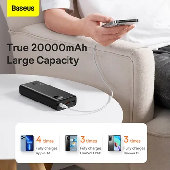 Baseus 30 W Метален Power Bank 20000 ма Преносимо Зарядно PD Бързо Зареждане на Powerbank Външно Зарядно Устройство За iPhone 14 pro max 3