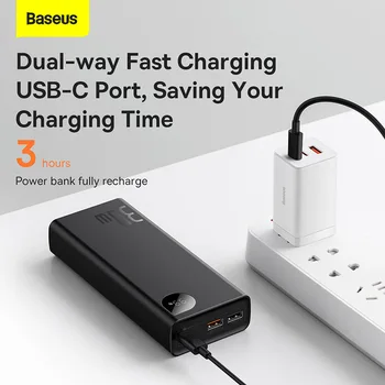 Baseus 30 W Метален Power Bank 20000 ма Преносимо Зарядно PD Бързо Зареждане на Powerbank Външно Зарядно Устройство За iPhone 14 pro max 4