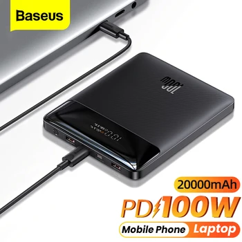 Baseus PD 100 W Power Bank 20000 ма Power Bank C USB Преносимо Външно Зарядно Устройство Type C За Бързо Зареждане на Macbook Pro