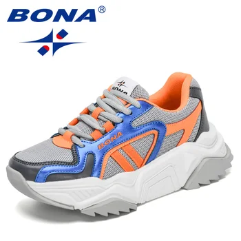 BONA 2021 Нови Дизайнерски Модни Дамски Маратонки за бягане на платформата, Женски Улични Маратонки с дебела подметка, удобни Обувки за танкетке, Feminimo 0
