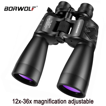 Borwolf 12-36X60 Мощен Бинокъл с Увеличение, Полеви Бинокъл, Отличен Ръчен Телескоп за наблюдение на Птици