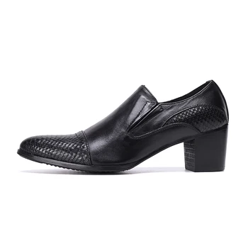 Christia Bella/ Класически Мъжки Обувки На Висок Ток От Естествена Кожа На Дебелите Ток, Бизнес и Официални Обувки, мъжки Вечерни Модела Обувки, Големи Размери 4