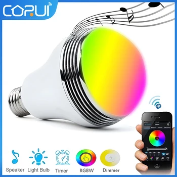 CoRui E27 Интелигентна Led Крушка RGB Цветен Bluetooth Музикални Лампи Безжично Управление на Bluetooth 4.0 Музикален Говорител на Таймера