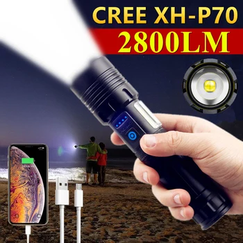 CREE XHP70 + COB Led Фенерче 26650 Тактическа Светкавица XHP90/XHP160 USB Зареждане Фенер Увеличение на Ловен Ултра Ярък Работна Лампа