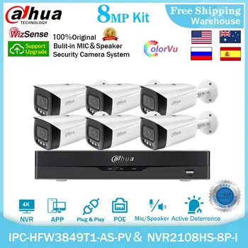 Dahua 8-Мегапикселова IP камера 4K NVR Комплект за безопасност Wizsense IPC-HFW3849T1-AS-PV NVR2108HS-8P-I Двустранен Аудио Система за Видеонаблюдение POE video Recorder